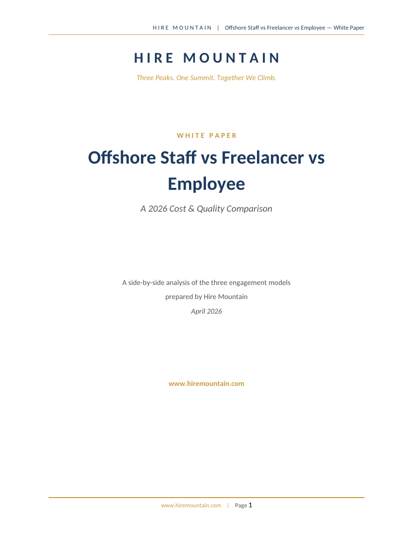 Offshore Staff vs Freelancer vs Employee — White Paper Cover